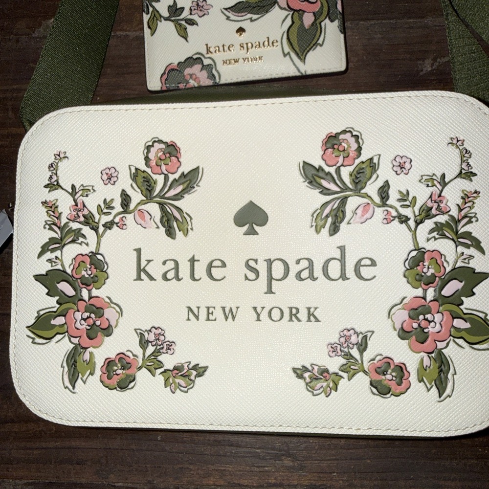 Kate Spade Oh Snap Forest Blooms Camera Bag (Meringue) - NWT (KL887)+card Holder - Picture 3 of 12